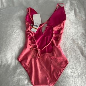 Pink cross back swim suit